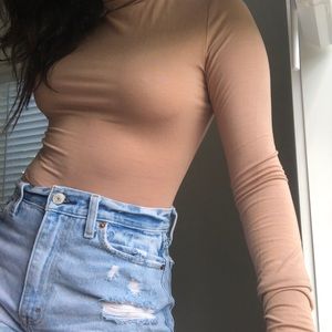 Tiger mist nude turtle neck body suit